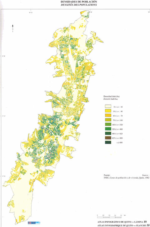 Population densities of Quito 1982