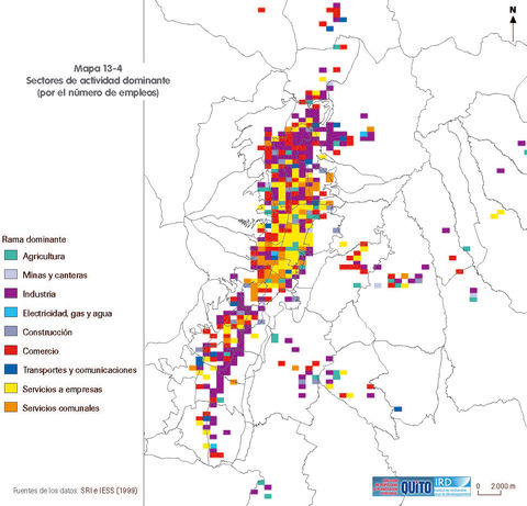 Dominant sectors of economic activity in the Metropolitan District of Quito 1999