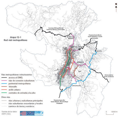 Quito metropolitan road network 2002