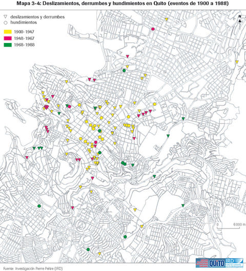 Landslides, mudslides and subsidence in Quito from 1900 to 1988