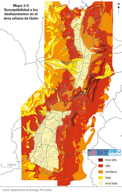 Landslide susceptibility in Quito 1994