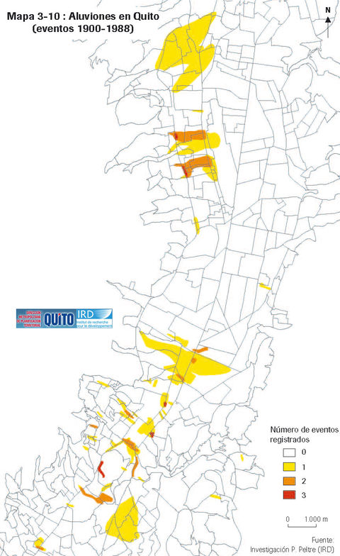 Alluviums in Quito between 1900 and 1988