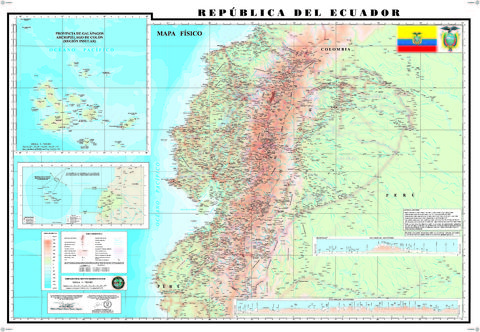 Physical map of Ecuador 
