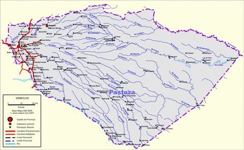 Mapa de carreteras de Pastaza