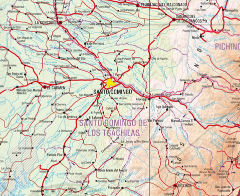 Mapa físico de Santo Domingo de los Tsáchilas 2011