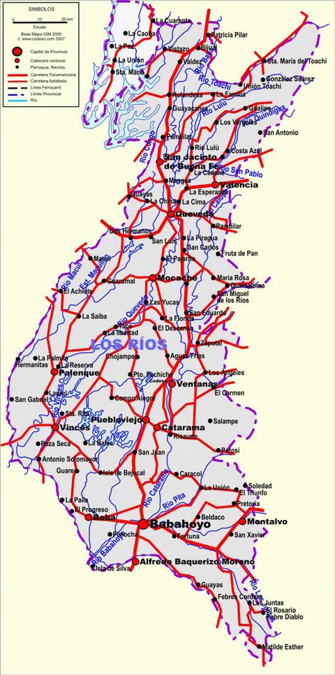 Mapa de carreteras de Los Ríos