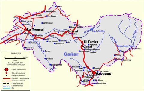 Mapa de carreteras de Cañar