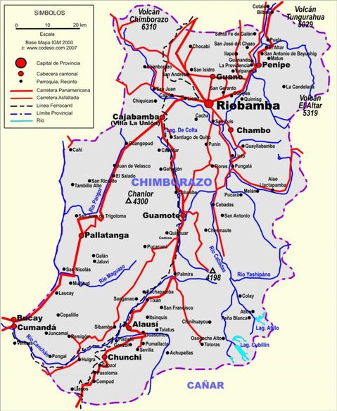 Mapa de carreteras de Chimborazo