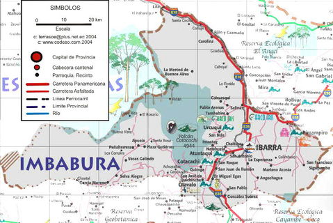 Mapa de carreteras de Imbabura