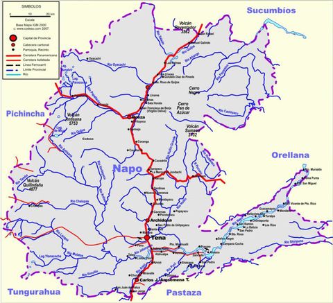 Mapa de carreteras de Napo