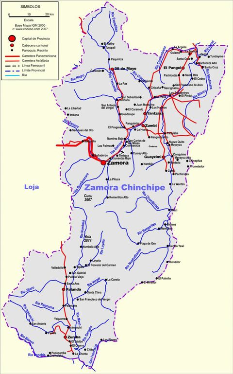 Zamora Chinchipe road map