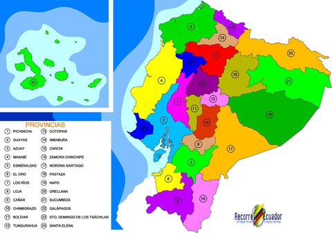 Political map of Ecuador