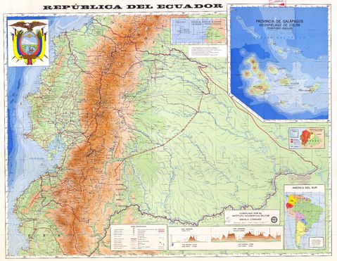 Physical map of Ecuador 