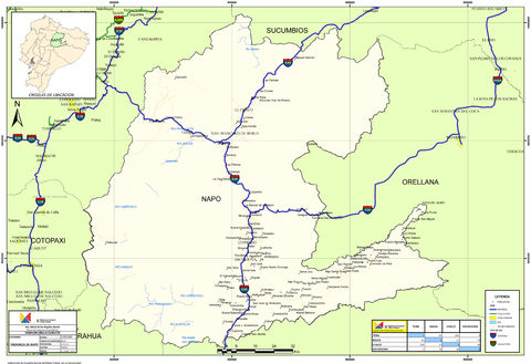 Mapa de carreteras de Napo 2010