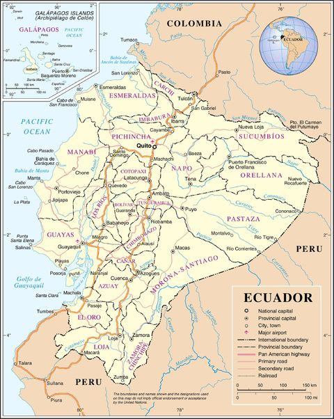 Political map of Ecuador