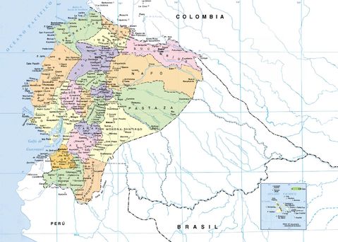 Political map of Ecuador