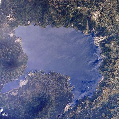 Satellite image of Lago de Atitlán