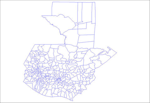 Blank map of Guatemala municipalities