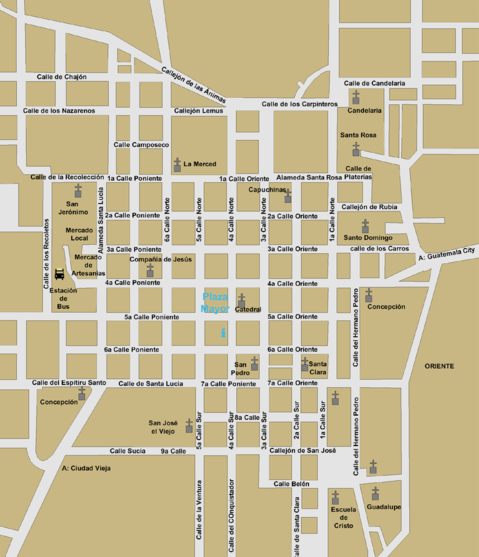 Map of Antigua Guatemala