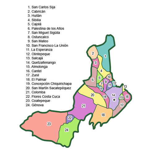 Mapa De Quetzaltenango Guatemala Municipios De Quetzaltenango | Gifex