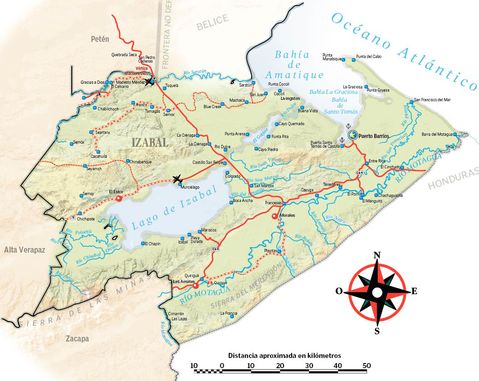 Physical map of Izabal