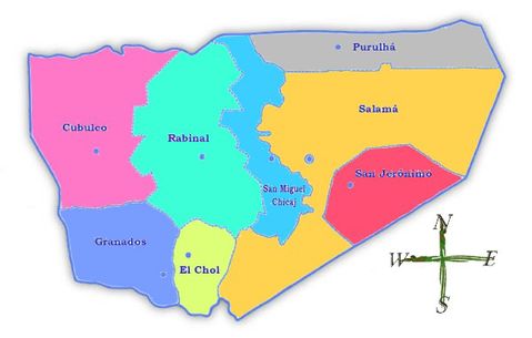 Mapa político de Baja Verapaz