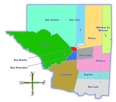 Mapa político de Petén