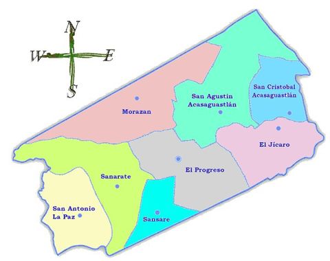 Political map of El Progreso