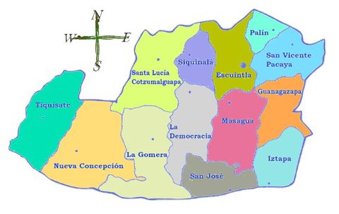 Political map of Escuintla