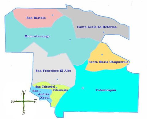 Political map of Totonicapán