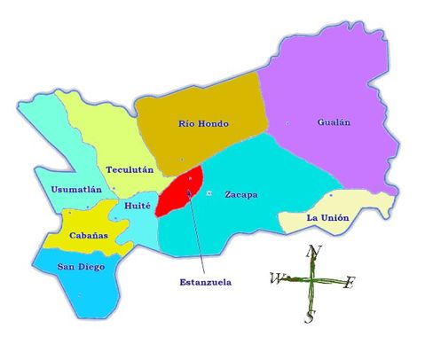 Political map of Zacapa