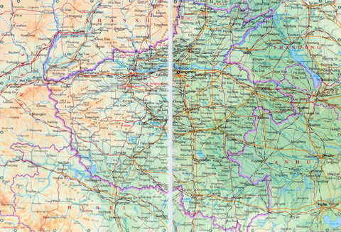 Mapa físico de Henán Mapa físico de Henán