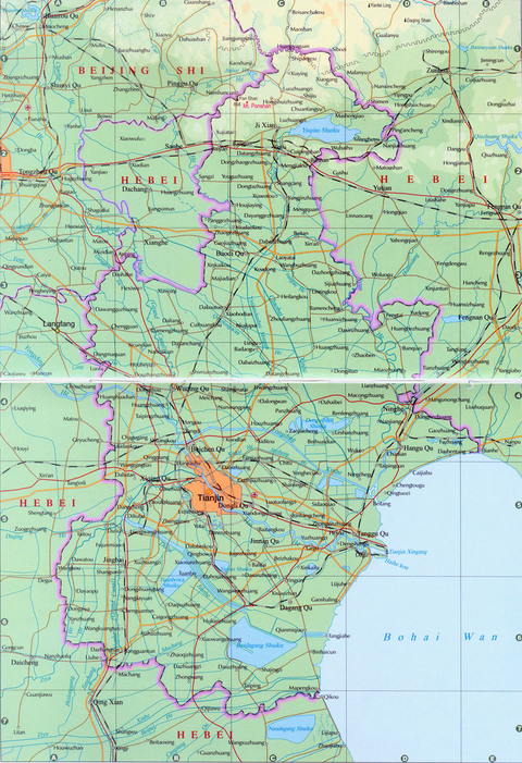 Tianjin - Physical map of Tianjin | Gifex