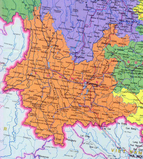 Yunnan Province Map, China Yunnan Province Map, China