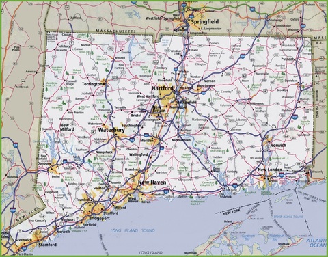 Mapa De Ct Usa Connecticut Map | Gifex