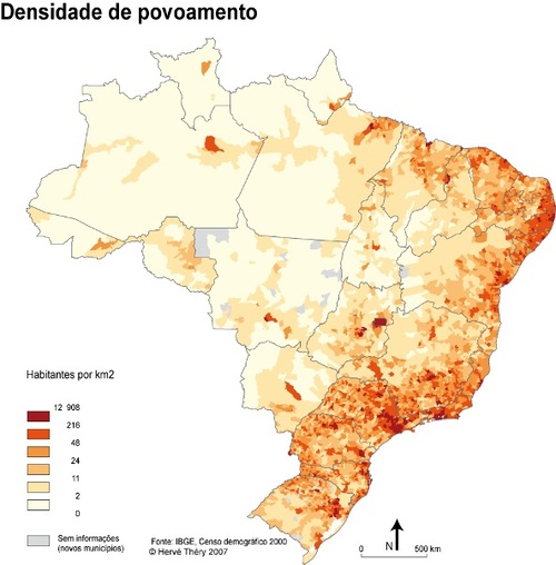 Densidad de población de Brasil Gifex