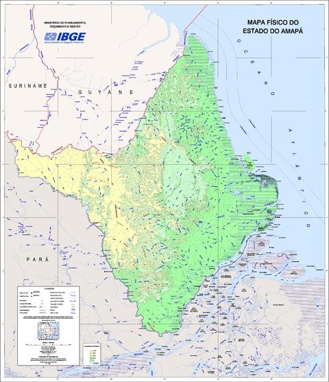 Physical map of the State of Amapá, Brazil Physical map of the State of Amapá, Brazil