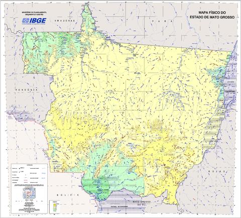 Physical map of the State of Mato Grosso, Brazil | Gifex
