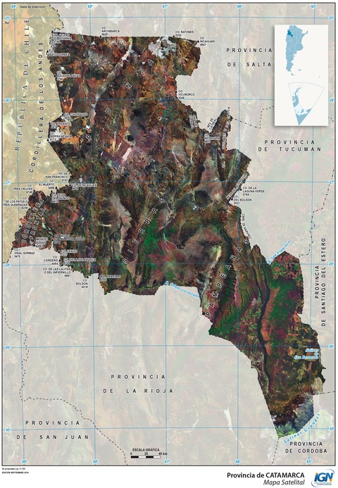 Mapa satelital de la Provincia de Catamarca, Argentina