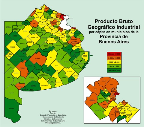 Producto Bruto Geográfico industrial por habitante de la provincia de Buenos Aires