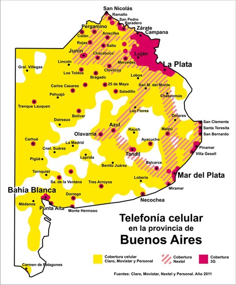 Cobertura de telefonía celular en la provincia de Buenos Aires