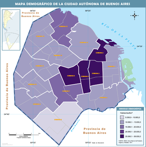 Demographic map of the City of Buenos Aires | Gifex