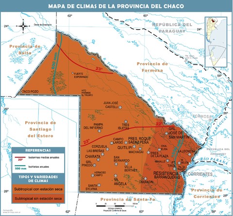 Climatic map of the Province of Chaco