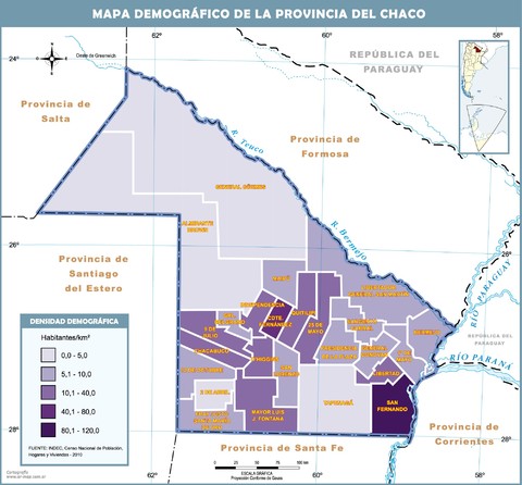 Demographic map of the province of Chaco