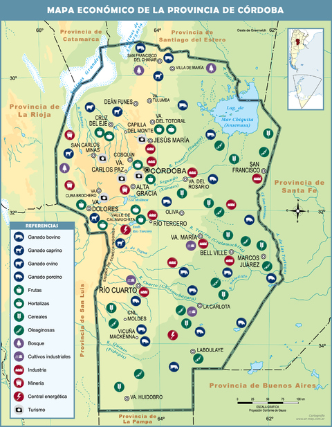 Economic map of the Province of Córdoba, Argentina | Gifex