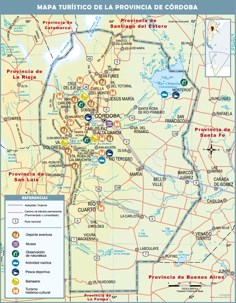 Tourist map of the Province of Córdoba, Argentina | Gifex