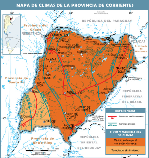 Mapa climático de la Provincia de Corrientes Mapa climático de la Provincia de Corrientes