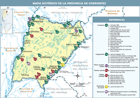 Mapa histórico de la Provincia de Corrientes