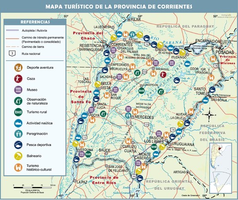 Mapa turístico de la Provincia de Corrientes