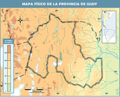 Mapa físico mudo de la Provincia de Jujuy